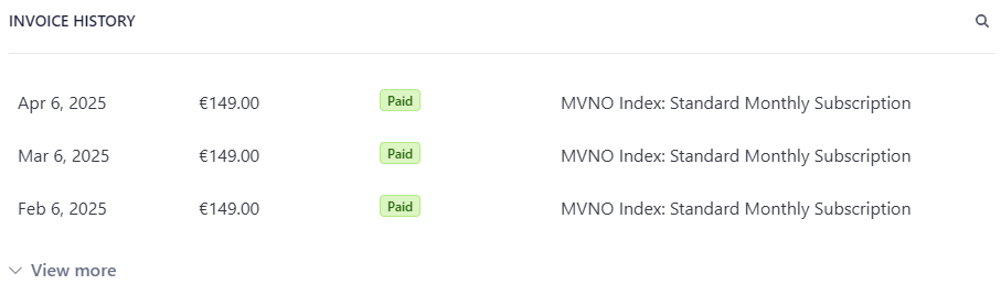 invoice history